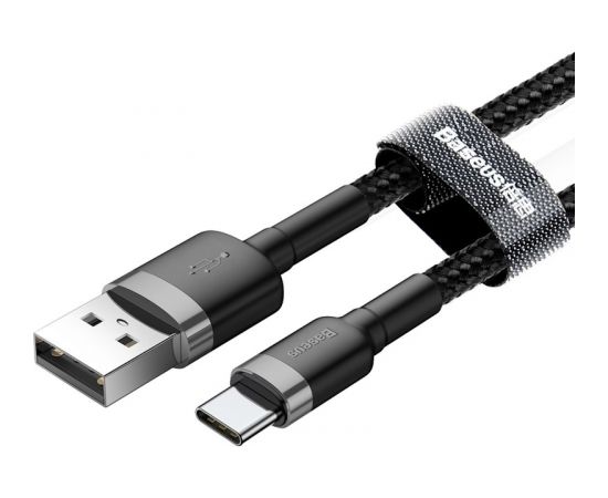 Baseus CATKLF-UG1 Nylon Прочный кабель Данных & Заряда USB-C QC3.0 2A на USB 2.0 3M Черный-Серый
