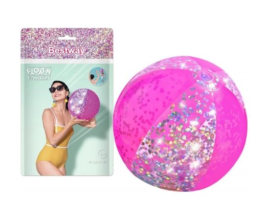 Beach Ball With Glitter Pink 41cm Bestway 31050