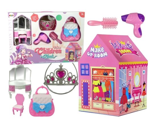 Import Leantoys Princess Tent for Kids Beauty Salon Pink Accessories Crown