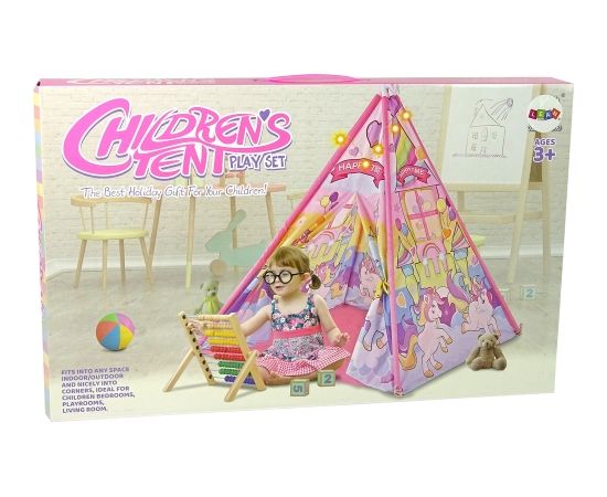 Import Leantoys Children's Light-up Tent Unicorn Ponies Pink