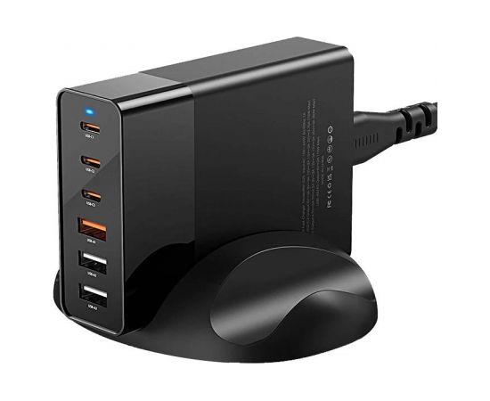Wall charger Blitzwolf BW-S25, 75W, 3x USB + 3x USB-C (black)
