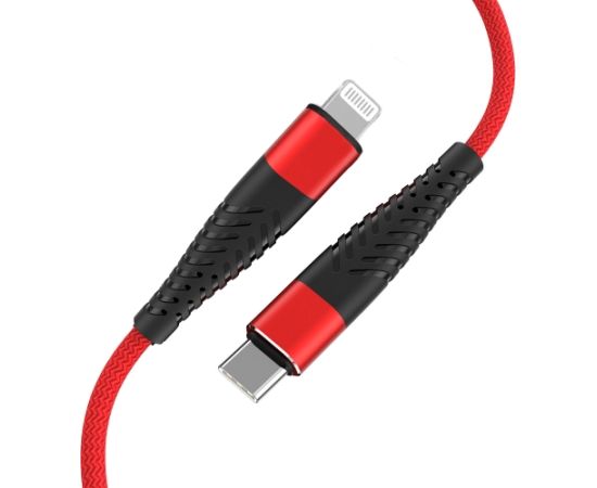 Fusion Fishbone USB-C ar Lightning kabelis 30W | 3A | 1,5 m sarkans