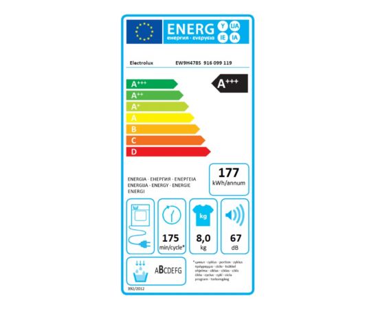 Electrolux EW9H478S veļas žāvētājs ar siltumsūkni "PerfectCare" 900 8kg