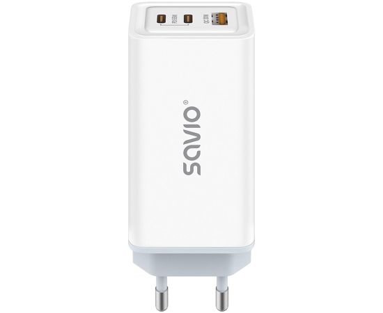 SAVIO LA-07 GaN 65W mains charger, USB, QC4.0+, PD 3.0, White