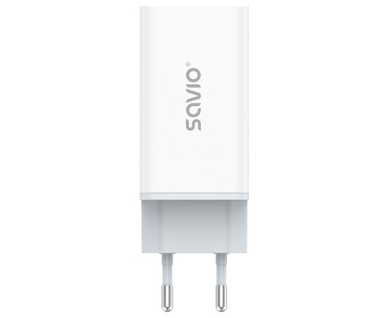 SAVIO LA-07 GaN 65W mains charger, USB, QC4.0+, PD 3.0, White