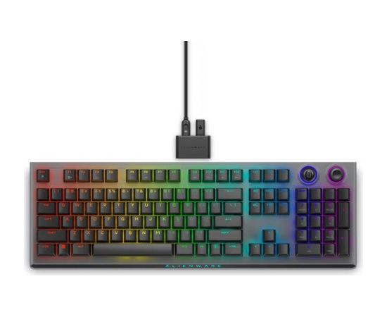 Dell Alienware Tri-Mode AW920K Wireless Gaming Keyboard, RGB LED light, US, Wireless, Dark Side of the Moon, Bluetooth, Numeric keypad, CHERRY MX Red