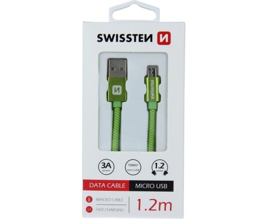 Swissten Textile Universāls Micro USB Datu un Uzlādes Kabelis 1.2m