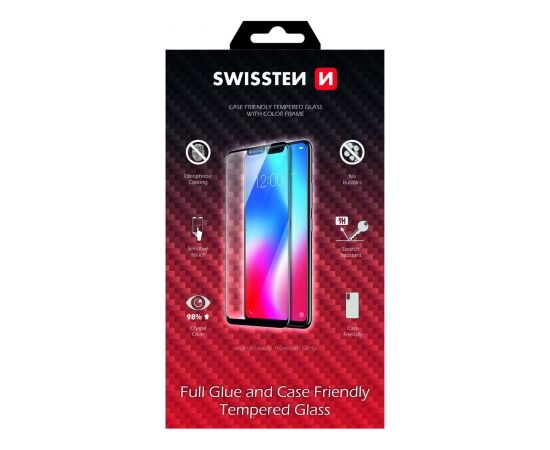 Swissten Full Face Tempered Glass Aizsargstikls Pilnam Ekrānam Samsung Galaxy A52s 5G Melns
