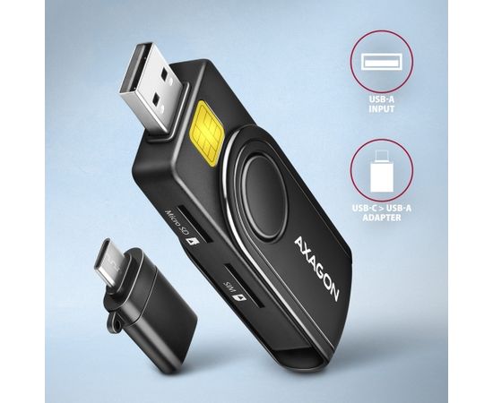 Axagon smart card reader + USB-C adapter CRE-SMP2A
