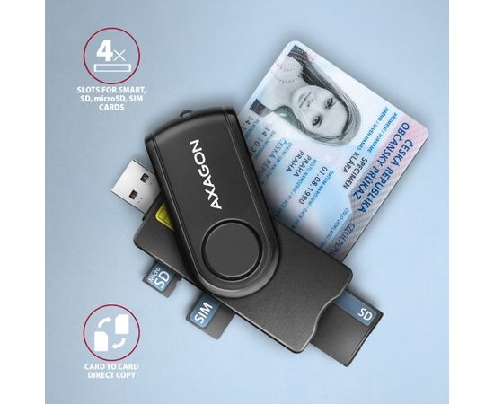 Axagon smart card reader + USB-C adapter CRE-SMP2A