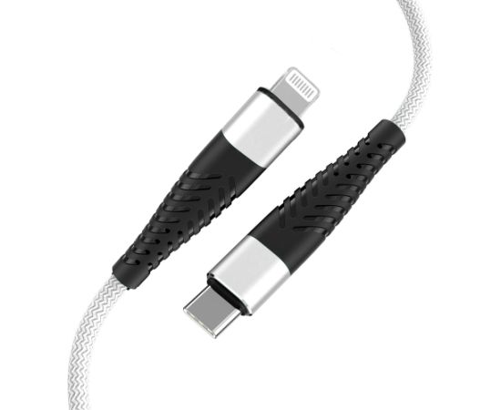 Fusion Fishbone USB-C savienojuma ar zibspuldzi kabelis 30W | 3A | 1,5 m, balts