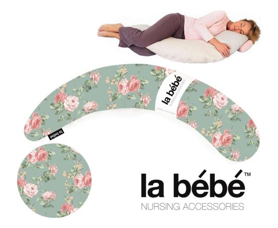 La Bebe™ Nursing La Bebe™ Moon Maternity Pillow Art.11518 Roses Green Spilvens-pakavs grūtniecēm ar polistirola pildījumu, 195 cm