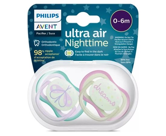 Philips Avent māneklītis Ultra Air Night, 0-6M, (2gab), meitenēm - SCF376/19