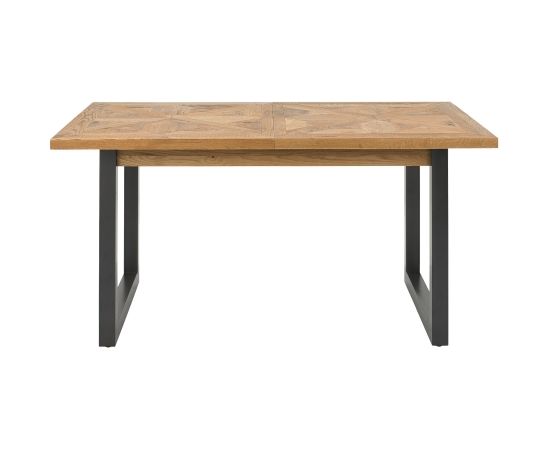 Обеденный стол INDUS 158/203x90xH76,5см, столешница из дубового шпона, мозаика, металлические ножки серого цвета