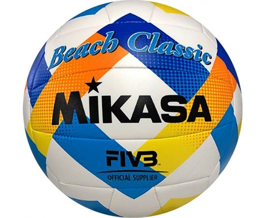 Piłka siatkowa plażowa Mikasa Beach Classic biało-niebiesko-żółta BV543C-VXA-Y / 5