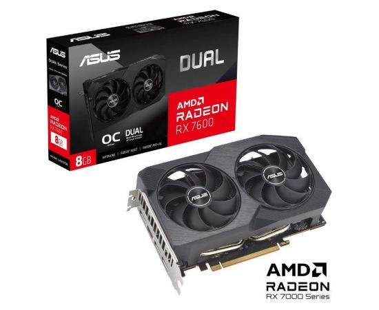 Graphics Card|ASUS|AMD Radeon RX 7600|8 GB|GDDR6|128 bit|PCIE 4.0 16x|Dual Slot Fansink|1xHDMI|3xDisplayPort|DUAL-RX7600-O8G-V2