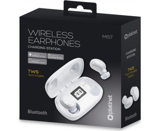 Platinet wireless earbuds Mist, white  (PM1020W)