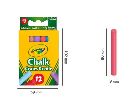 Crayola Kaļķa krītiņi krāsaini, 12 gb.