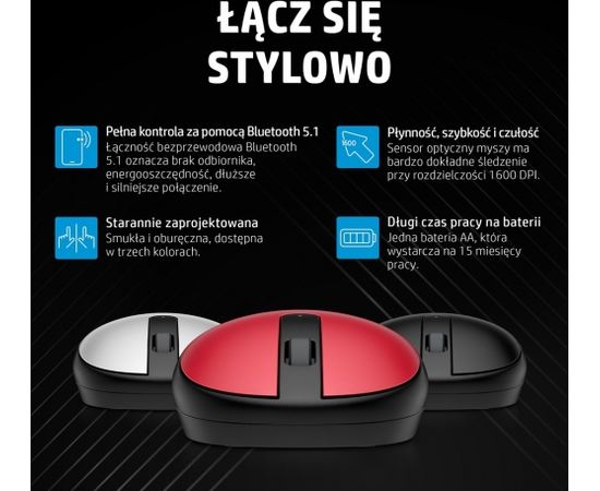 MYSZ optyczna HP 240 Lunar bezprzewodowa bluetooth 793F9AA Biała