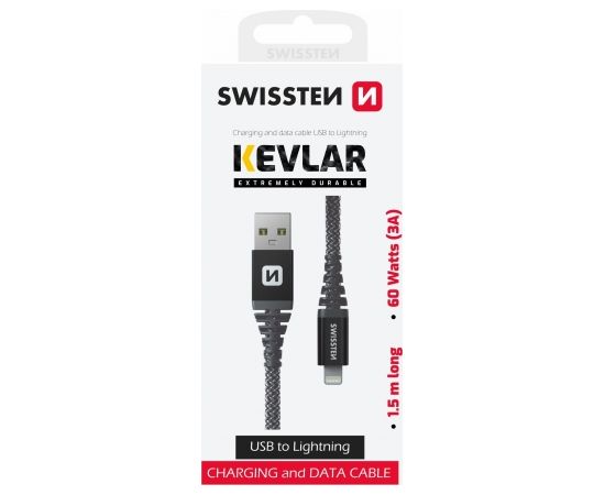 Swissten Kevlar Провод USB / Lightning 1.5m / 60w