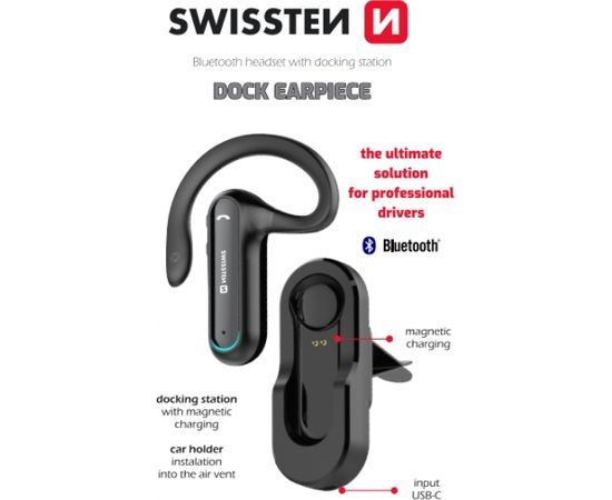 Swissten Dock Earpiece Bluetooth Наушники с Зарядкой