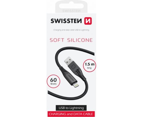 Swissten Soft Silicone Kabelis USB / Lightning 1.5m / 60w