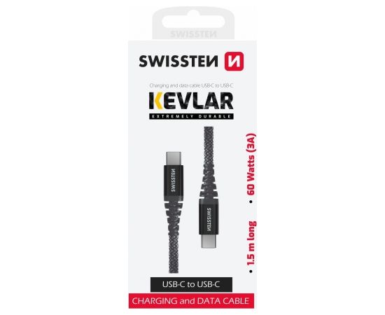 Swissten Kevlar Провод USB-C / USB-C / 1.5m / 60w