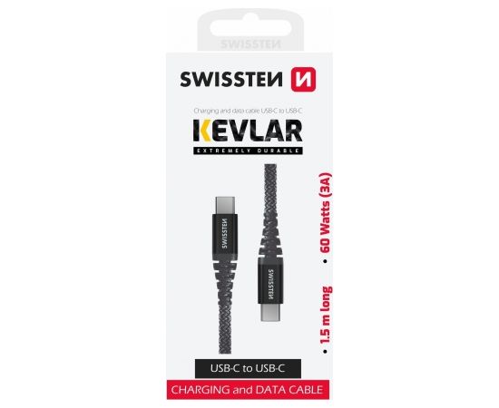 Swissten Kevlar Kabelis USB-C / USB-C / 1.5m / 60w