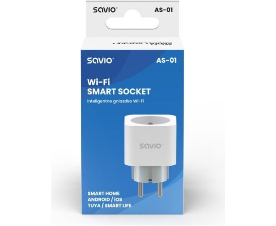 SAVIO WI-FI smart socket, 16A, AS-01, White