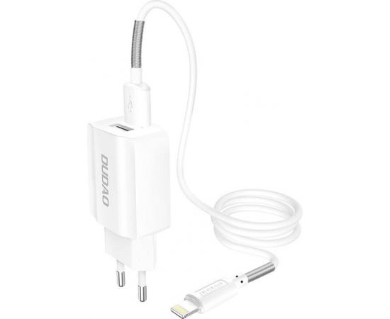 Wall charger Dudao A2EUL 2x USB with Lightning cable (white)