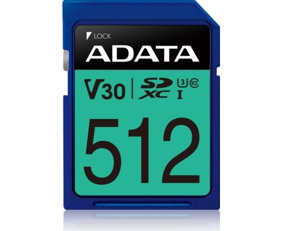 ADATA Premier Pro 512GB SDXC memory card (UHS-I (U3), Class 10, V30)