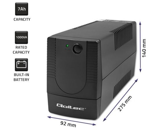 Qoltec 53774 Uninterruptible power supply Line Interactive | Monolith | 1000VA | 600W