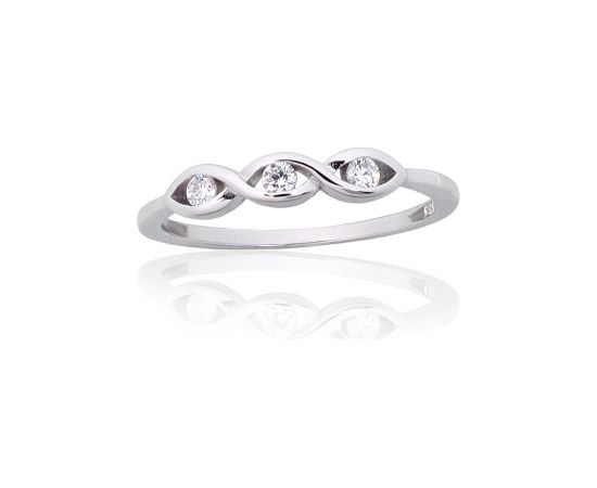 Серебряное кольцо #2101849(PRh-Gr)_CZ, Серебро 925°, родий (покрытие), Цирконы, Размер: 18, 1.5 гр.