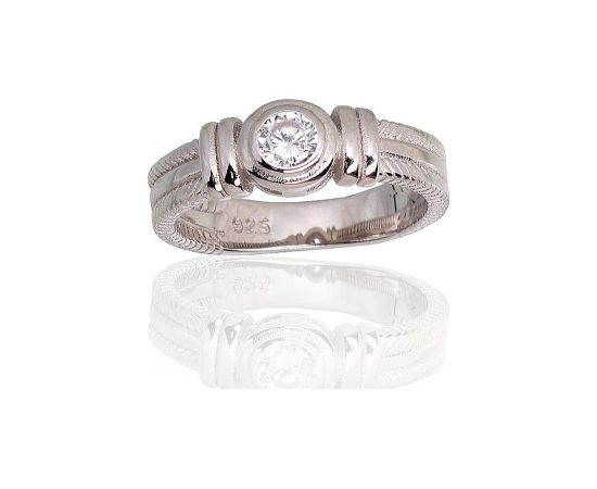 Серебряное кольцо #2101796(PRh-Gr)_CZ, Серебро 925°, родий (покрытие), Цирконы, Размер: 17, 4 гр.