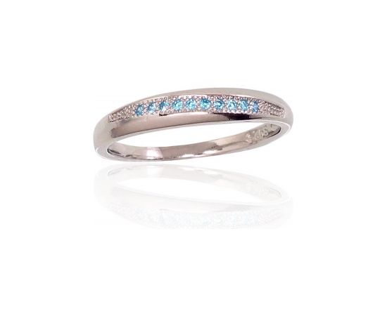 Серебряное кольцо #2101647(PRh-Gr)_CZ-AQ, Серебро 925°, родий (покрытие), Цирконы, Размер: 16, 1.7 гр.
