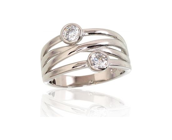 Серебряное кольцо #2101635(PRh-Gr)_CZ, Серебро 925°, родий (покрытие), Цирконы, Размер: 17, 3.6 гр.