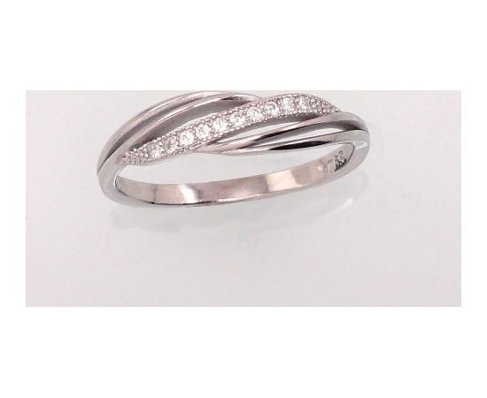 Серебряное кольцо #2101476(PRh-Gr)_CZ, Серебро 925°, родий (покрытие), Цирконы, Размер: 18, 1.6 гр.