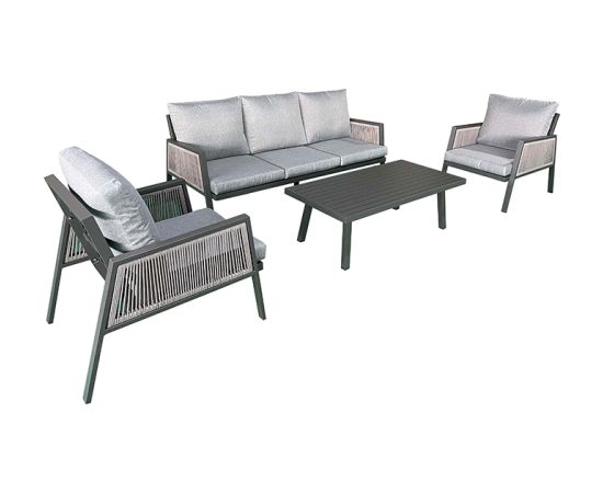 Dārza mēbeļu komplekts, galds, 3-vietīgs dīvāns, 2xkrēsli