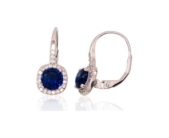Серебряные серьги на английском замке #2202958(PRh-Gr)_CZ+CZ-B, Серебро 925°, родий (покрытие), Цирконы, 2.4 гр.