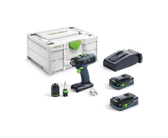 Urbjmašīna-skrūvgriezis Festool T 18+3 HPC 4,0 I-Plus; 18 V; 2x4,0 Ah akum.