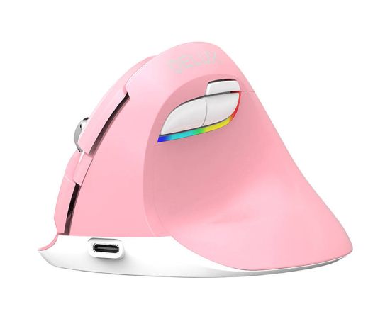 Wireless Vertical Mouse Delux M618Mini DB BT+2.4G 2400DPI (pink)