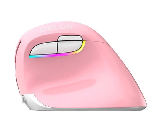 Wireless Vertical Mouse Delux M618Mini DB BT+2.4G 2400DPI (pink)