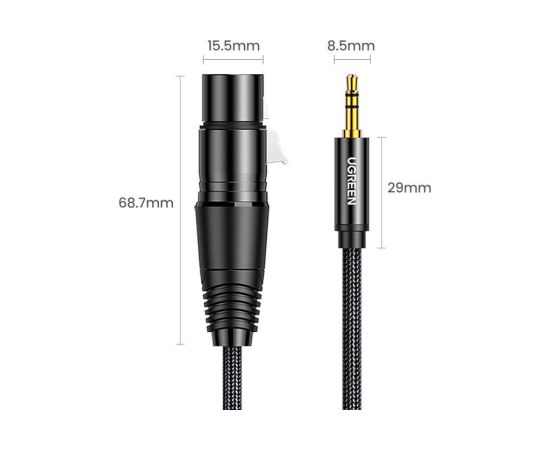 UGREEN AV131 Female XLR cable for jack 3.5 men - 2m (black)