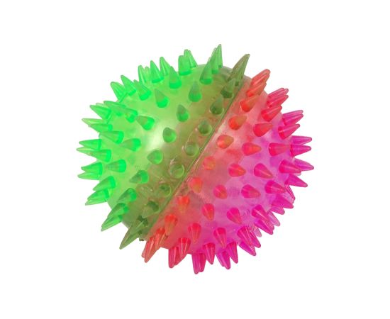 Import Leantoys Spiked ball transparent 8.5cm with light bicolour HPA07