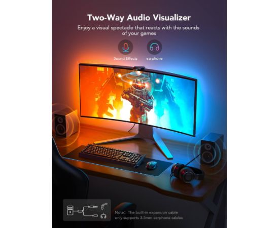 Govee H604B Dreamview G1 Gaming RGBIC Monitora Apgaismojums Bluetooth / Wi-Fi / 24"-32"