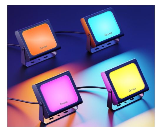 Govee H7060 RGBIC LED Viedā prožektora komplekts IP65 / Bluetooth/ Wi-Fi / 4gab.