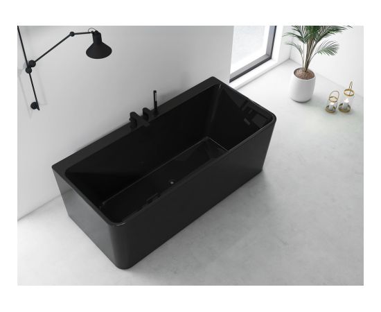 Vento Акриловая ванна со смесителем 170X80X60 черная (внутри белая)