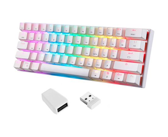 Wireless Mechanical keyboard Motospeed SK62 White (red switch)