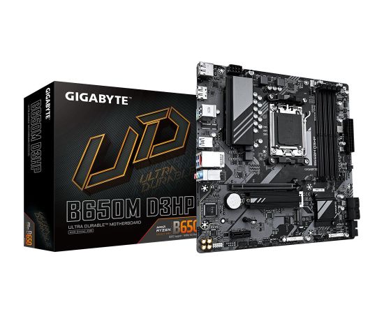 Mainboard GIGABYTE AMD B650 SAM5 Micro-ATX Memory DDR5 Memory slots 4 1xPCI-Express 3.0 1x 1xPCI-Express 4.0 16x 2xM.2 1xHDMI 2xDisplayPort 2xUSB 2.0 3xUSB 3.2 1xUSB-C 1xPS/2 1xRJ45 3xAudio port B650MD3HP