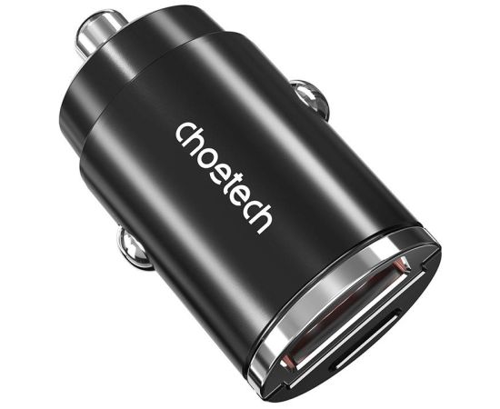 Car Charger Choetech TC0006 1x USB-A, 1x USB-C 30W PD 3.0 (black)